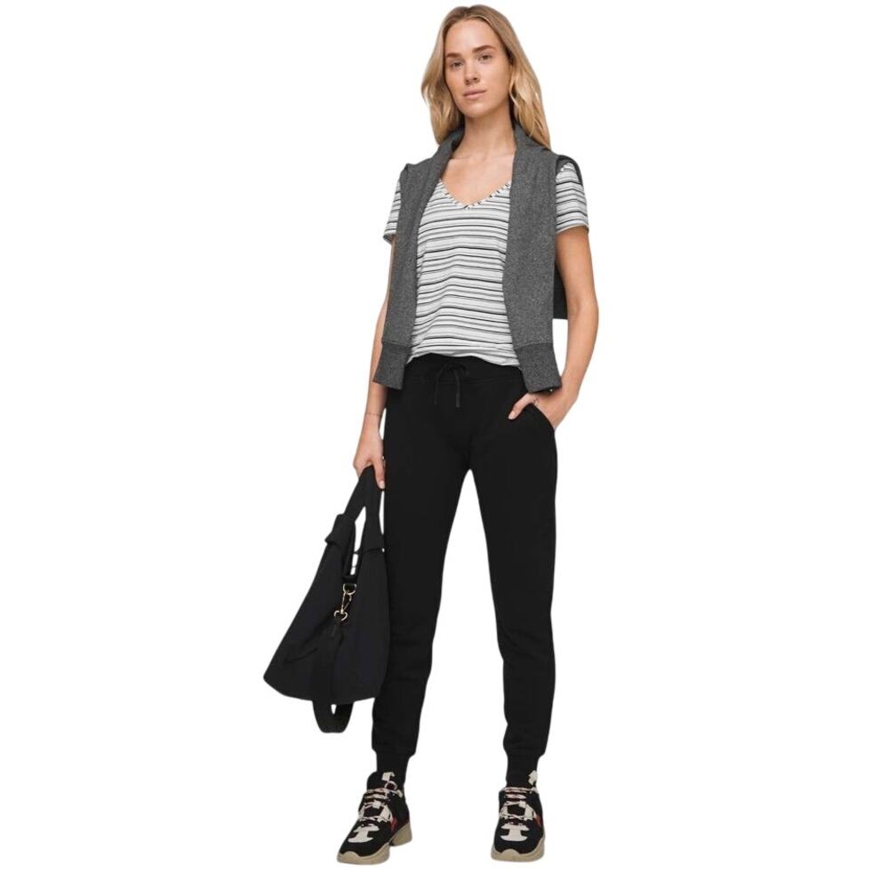 Lululemon Love Tee, Cut Back Stripe White Black, Pima Cotton, Women's Large